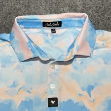 Bad Birdie Polo Shirt Mens Large Blue Pink Cotton Candy Golf Performance