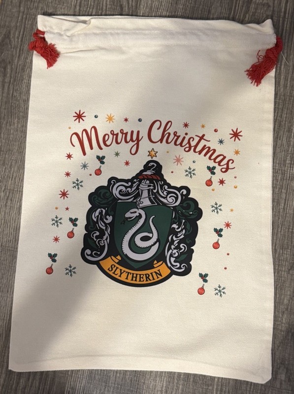 WOW! NEW! Harry Potter Slytherin Holiday Draw String Bag!