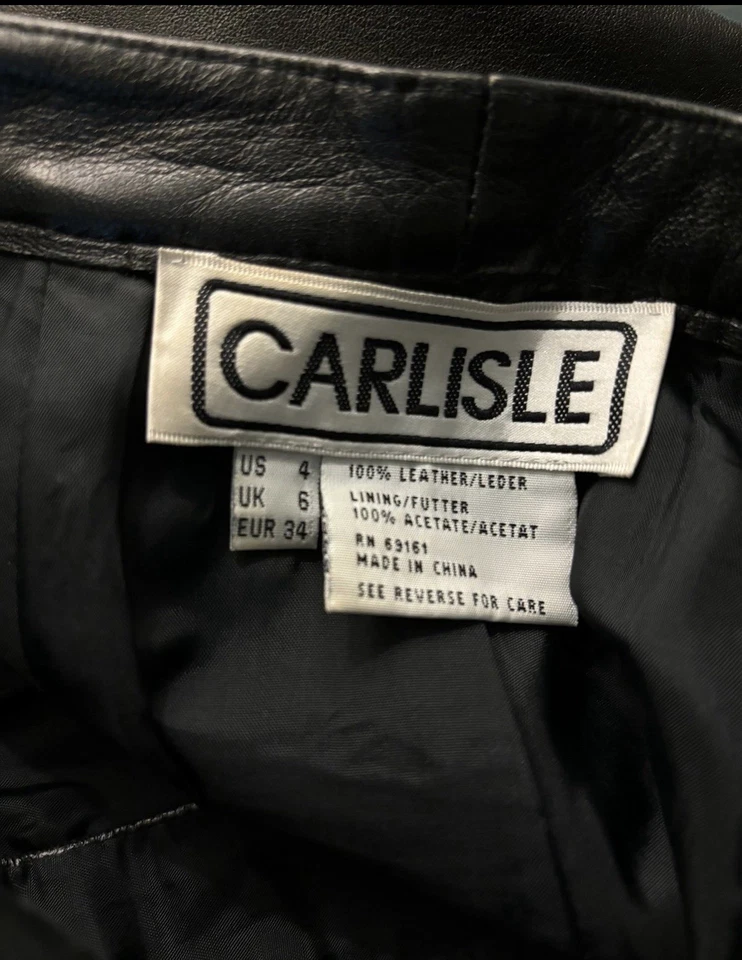 Pantalones Carlisle negros de talle alto de cuero vintage Foto 3 de 4
