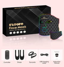 EVFOFO Therapy Mask for Face  Neck , Blue Red Light Therapy Mask, 7 Colors