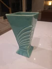 Mccoy Pottery Aqua Green Art Deco Vase Planter  Vintage 9.25 Inch
