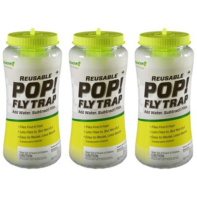 RESCUE! POP! Large Reusable Outdoor Fly Trap 3 Pack - Effective Pest Control