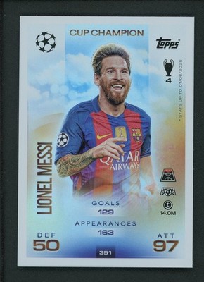 LIONEL MESSI TOPPS MATCH ATTAX UEFA CHAMPIONS LEAGUE CUP CHAMPION