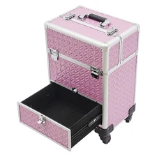 Profl Rolling Makeup Train Case Cosmetic Trolley Makeup Storage Organizer Cart