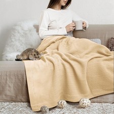 Organic GOTS Cotton Blanket, Full/Queen - 350 GSM, Antistatic, Fuzzy Soft, Li...