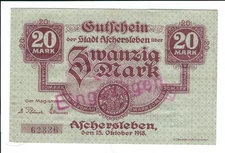 Emergency money - Aschersleben - large emergency money city of Aschersleben - 20 Mark - 1918 - rare