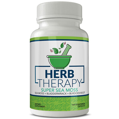 Sea Moss Bladderwrack Burdock Root Powder - NO FILLERS - (100 Capsules) Dr Sebi