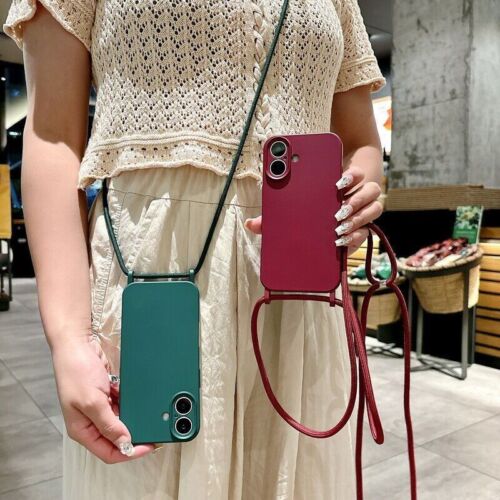 Luxury Color Lanyard Liquid Silicone Cover Case For 16 15 14 13 12 11 Pro Max - 第 4/27 張圖片
