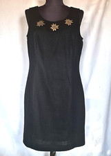 DRESS VINTAGE TRACHTEN TYROL OKTOBERFEST DIRNDL BLACK LINEN WOMENS US 12 EU 40