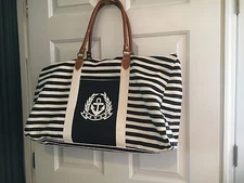 Vintage Gitano Striped Nautical Canvas Carryall