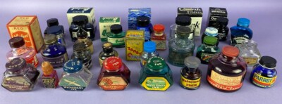 Vintage leere, volle, teilweise voll beschriftete Füllfederhalter Tintenflaschen etc. - wählbar