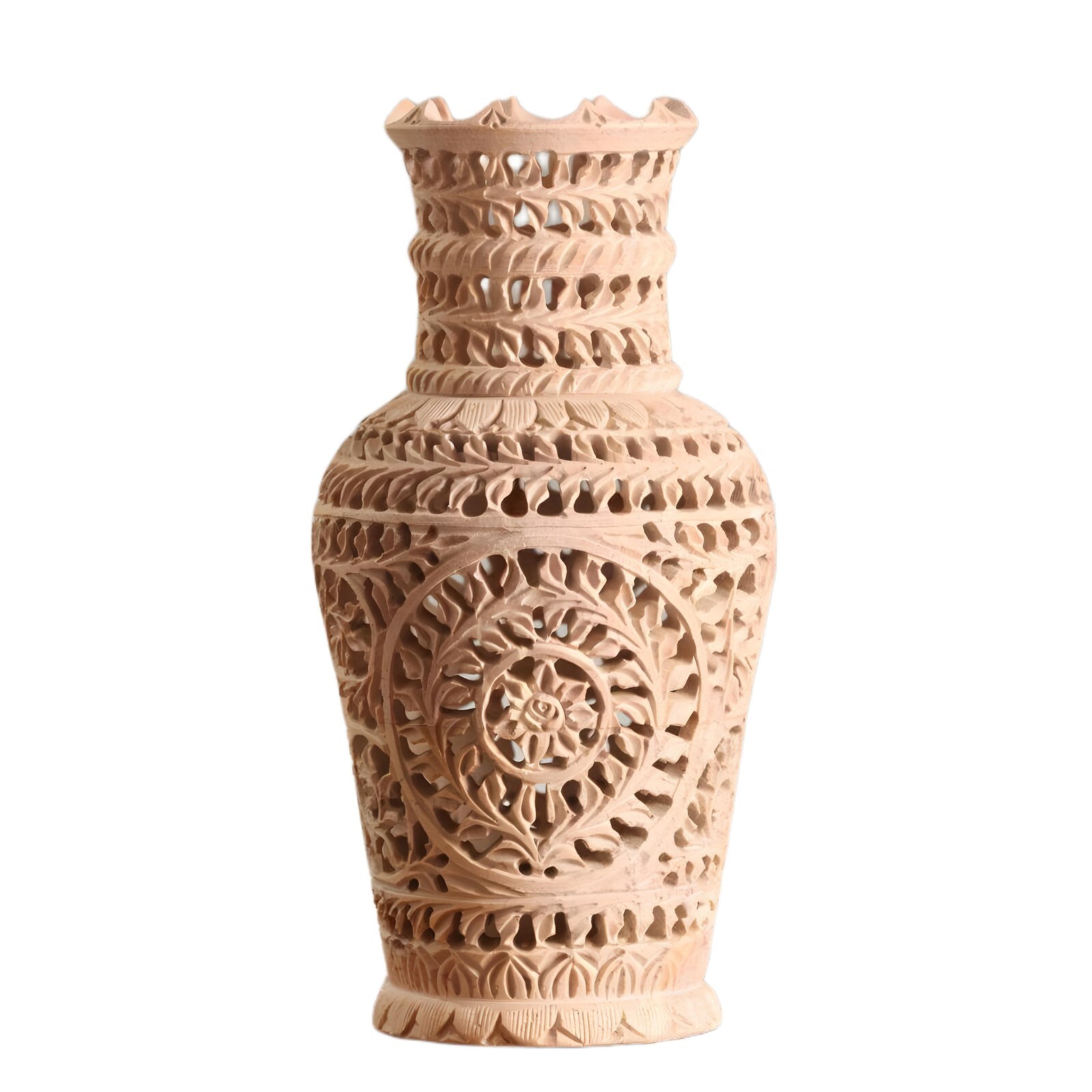 Jarrón de piedra de jabón tallado a mano de 8 pulgadas - Talla única de mármol, elegante ce decorativo