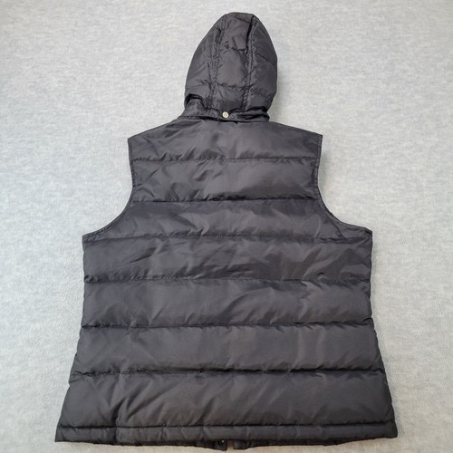 Talbots Puffer Vest Nylon/Polyester Removable Hood Faux Fur Black Women's Large - Picture 11 of 15