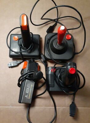 4 Vintage Atari Joysticks, 1 Gemini, 1 Atari, 1 Archer, 1 Wico. JOYSTICK BUNDLE.