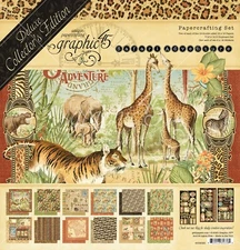 GRAPHIC 45 SAFARI ADVENTURE DCE ~ 12X12 PAD  STICKERS and CHIPBOARD *SHIPS FREE*