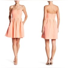 J. Crew Marlie Classic Faille Strapless Mini Dress Sweetheart Neckline Peach