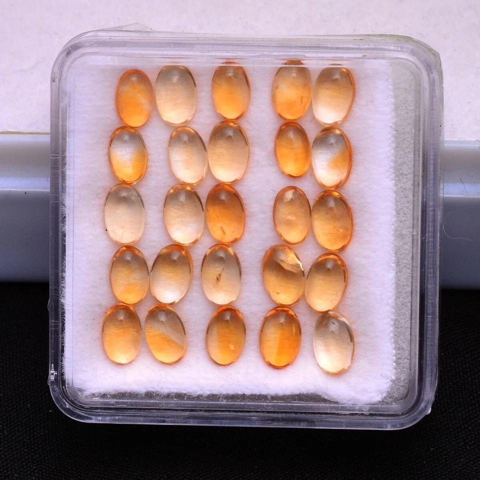 25 Pcs Natural Citrine 6mm 4mm Oval Cabochon Untreated Huge Loose Gemstones Lot - Image 2 of 4
