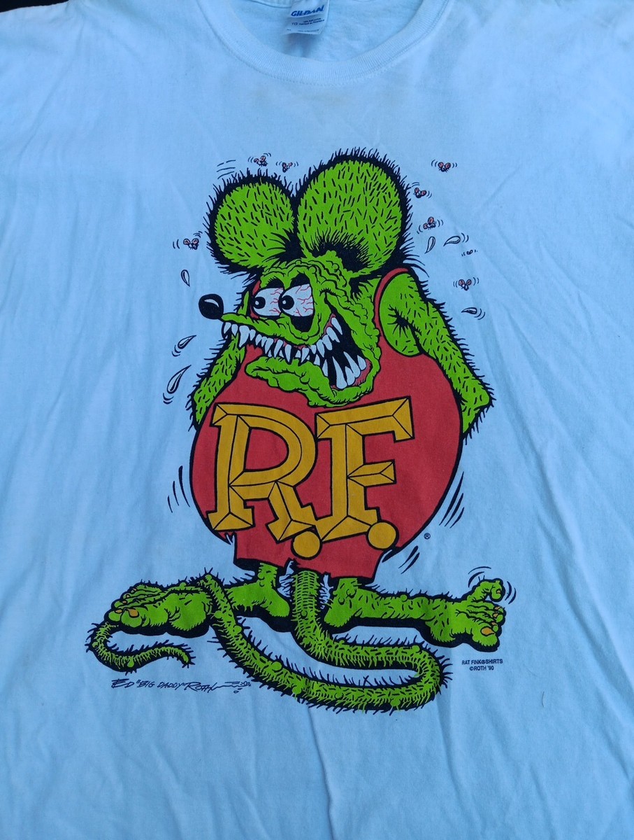 Vtg Ed Roth Rat Fink Shirt 1990s Big Daddy Hot Rod Art Rockabilly