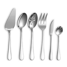 Silverware Serving Set 6 Pieces Stainless Steel Serving Spoons Set Flatware Serv