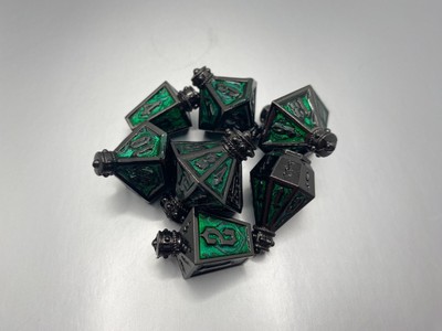 Foam Brain Games Midnight Acidfire Metal Potion Polyhedral Dice Set