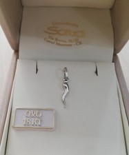 Ciondolo Corno Cornetto In Oro Bianco 750 18 Kt Amuleto Portafortuna Nuovo