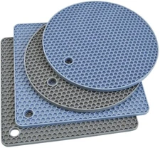 Silicone Trivet Mats Silicone Heat Resistant Counter Mats 4 Pack Gray& Blue Mats