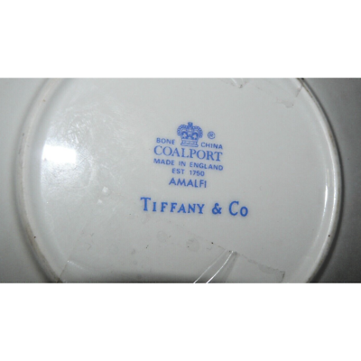 Coalport Amalfi Blue/White Cup/Saucer Tiffany and Co