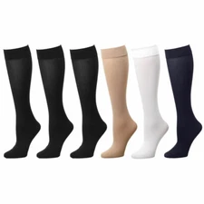 6-Pack Women Trouser Socks Stretchy Spandex Opaque Knee High Comfort Band 