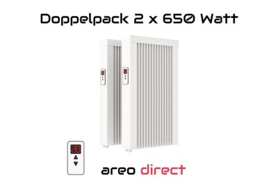 Elektroheizung 2x650W Heizung direct Flächenspeicherheizung Schamotte 7% Rabatt