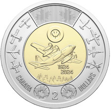 Canada coin 2$ Dollars 2024 100y Royal Canadian Air Force Plane Finch Saber F86