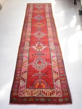 3x12 Runner Rug Hand Made BOHEMIAN Hallway Rug Low Pile. Actual 2.11 x 11.10 ft