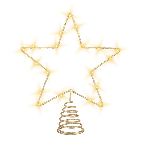 Led Christ Baum Spitze - Gold - Weihnachten Deko Beleuchtung Timer Batterie-image