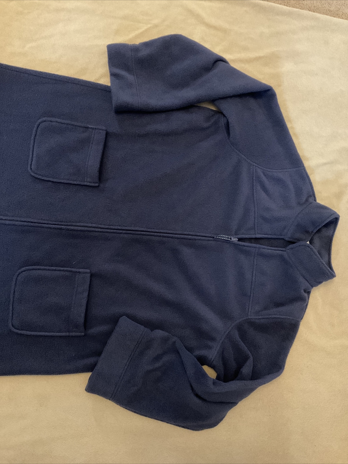 Lands end fleece robe housecoat full zipper navy womens 1X Cozy Warm