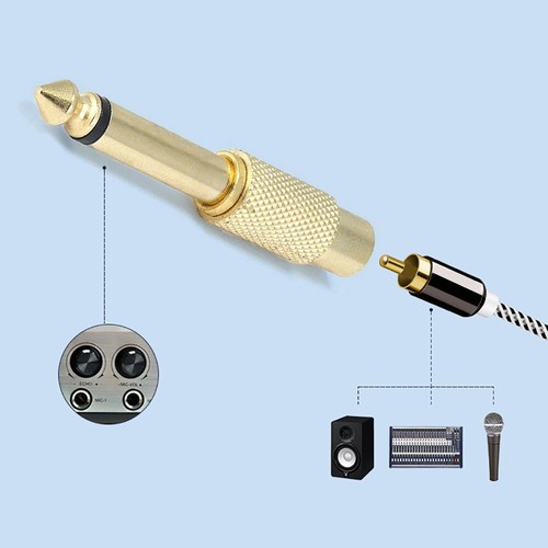 2Pcs 1/4" 6.35mm Mono Male Jack to-RCA Female Plug Audio Adapter Cable Converter - Picture 8 of 10