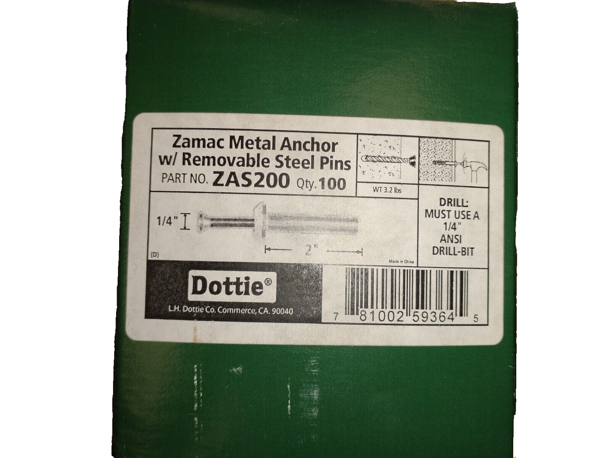 DOTTIE ZAS200 1/4X2 ANCHOR (PACK OF 100) | eBay