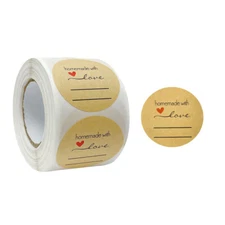Wrapables 1.5 inch Homemade With Love Stickers Roll for Boxes, Bags (500pcs)