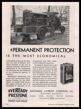 1930 Delivery Truck Photo National Carbon Eveready Prestone Anti-Freeze Print Ad