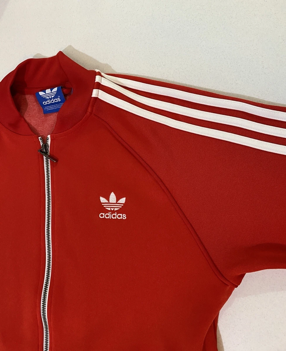Red superstar best sale tracksuit