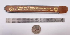 Vintage Shell Gas Oil Co Metal Advertising Ruler w Original Leather Slip Case