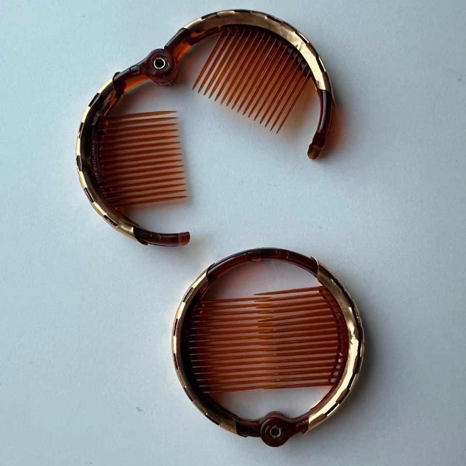 2 x 5.5cm Round Brown Ring Comb Ponytail Holder Hair Clip Accessories - Image 2 of 4