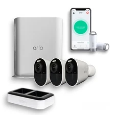 Arlo Ultra 2 4K 3 Camera Smart Security System with Color Night Vision and Audio