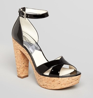 NEW MSRP $145 MICHAEL Michael Kors Camilla Platform Sandals, High Heels,  BLACK