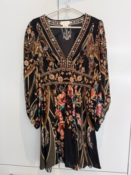 CAMILLA BUTTON FRONT LONG SLEEVE DRESS SIZE XS AUTHENTIC AS NEW