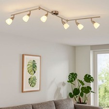 Deckenleuchte Deckenlampe Spotleiste 6 flammig Schlafzimmerlampe Opalglas 145 cm