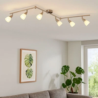 GLOBO Deckenleuchte Deckenlampe Spotleiste 6 flammig Schlafzimmerlampe Opalglas 145 cm