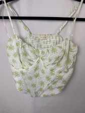 La Hearts Green Flower Corset Top Size Small