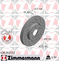 2X Bremsscheibe Sport Z Zimmermann 430.2621.52 FüR Opel Astra Aveo Cruze GTC P10