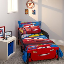 Disney Cars Rusteze Racing Team 4 Piece Toddler Bedding Set Blue