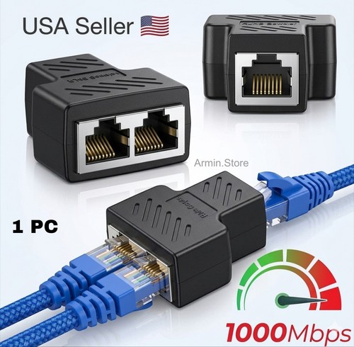 RJ45 Splitter Adapter 1 to 2 Ways Dual Female Port CAT6/5/7 LAN ...