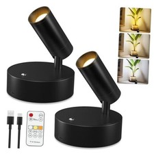 Wireless LED Spotlight, Spot Lights Indoor, Uplighting Indoor 2 Pack Black